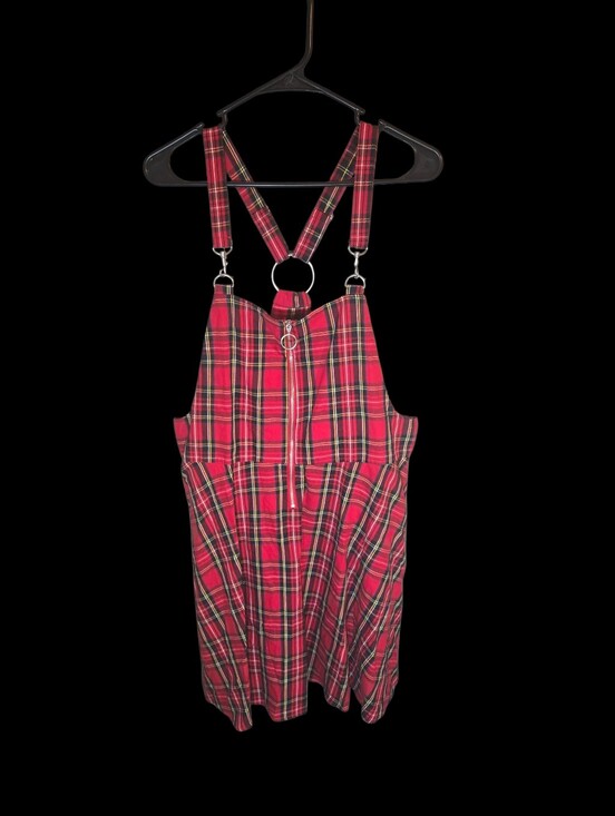 Hot Topic Pants - Red Black Plaid Hot Topic Jumper, XL, Grunge Punk Gothic EUC